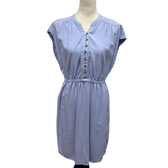 Effortless Casual Button Front Dress prAna Tencel Lyocell Blue Size M - Picture 1 of 9
